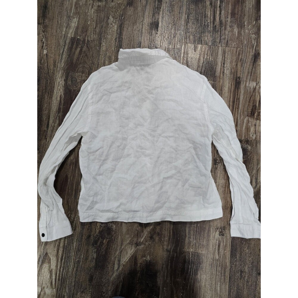 Rachel Zoe 100% Linen White Button Front Shirt Long Sleeve Size S Collar Blouse - Picture 2 of 5